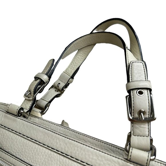 COACH Hampton Sand Beige Pebbled Leather Tassel Satchel Handbag 5031 - Picture 10 of 15